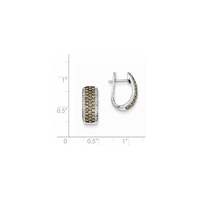 14k White Gold Champagne and White Diamond Black Rhodium-plated Hinged Hoop