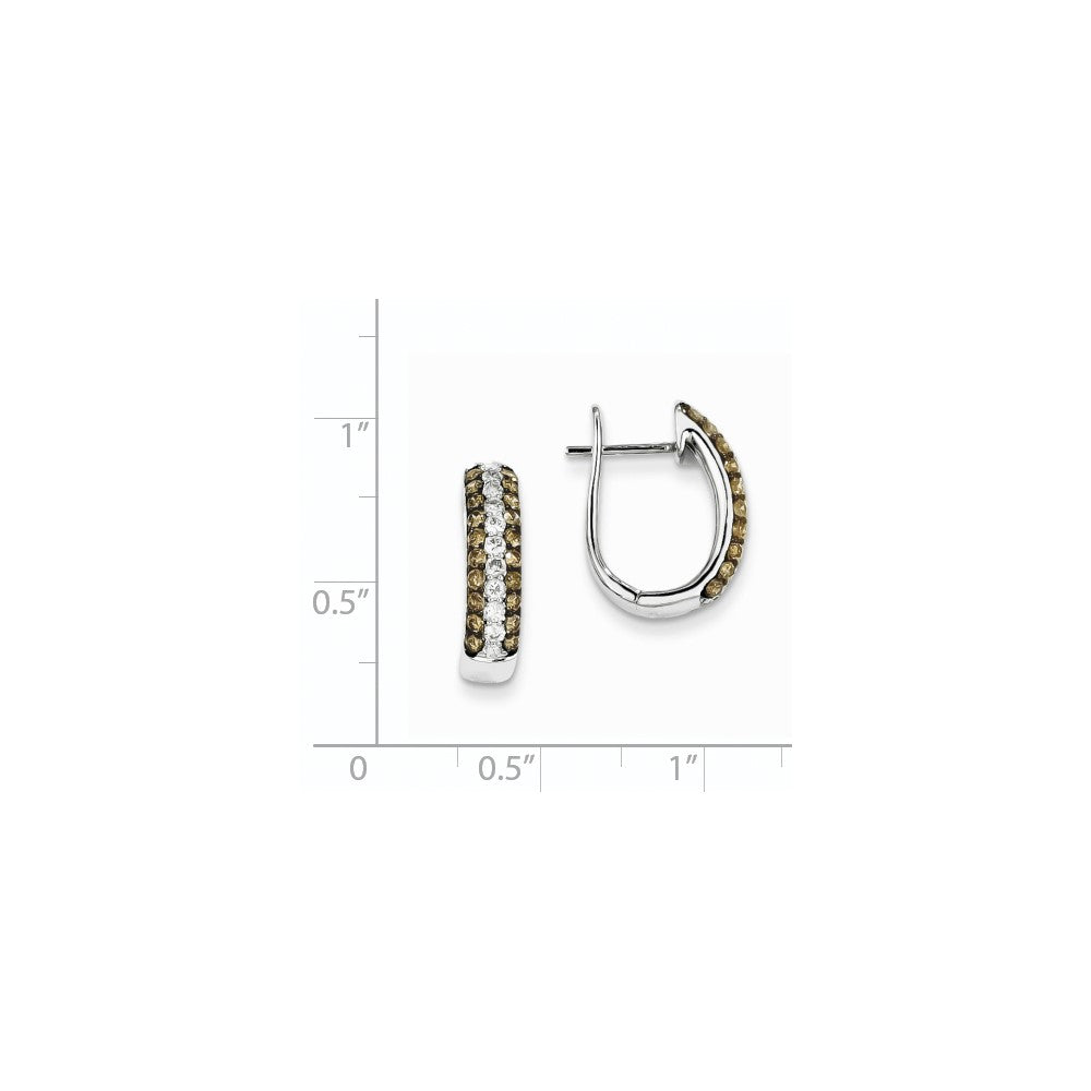 14k White Gold Champagne and White Diamond Black Rhodium-plated Hinged Hoop