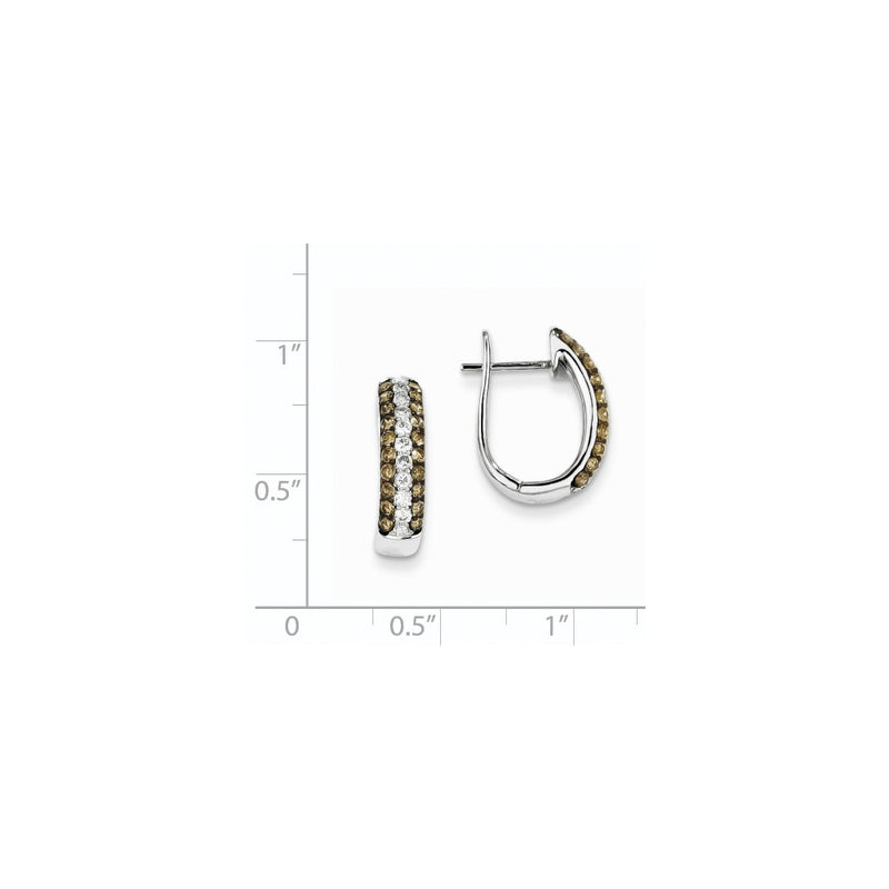 14k White Gold Champagne and White Diamond Black Rhodium-plated Hinged Hoop