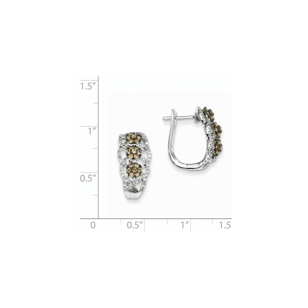 14k WG Champagne/White Dia Black Rhodium-plated Hoop Earring