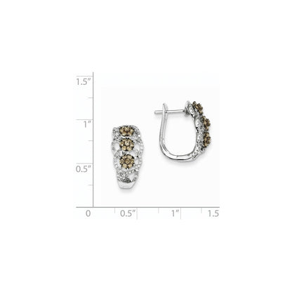 14k WG Champagne/White Dia Black Rhodium-plated Hoop Earring