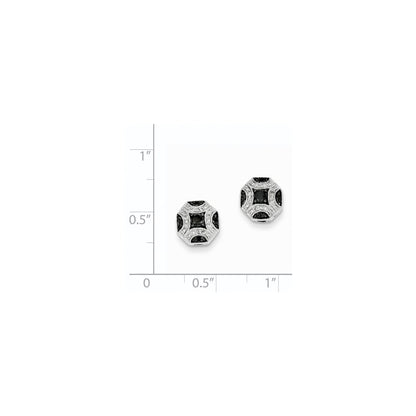 14k White Gold White & Black Real Diamond Post Earrings