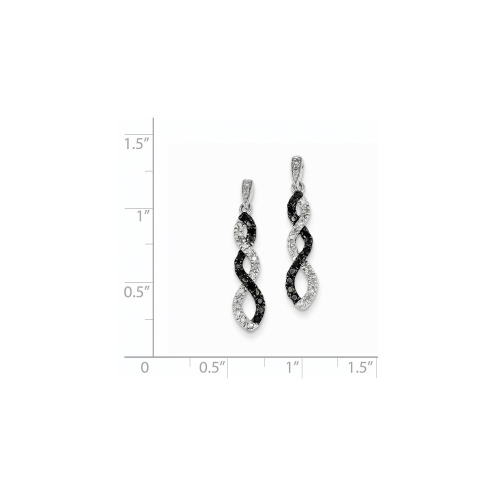 14K White Gold Black & White Real Diamond Twisted Post Earrings