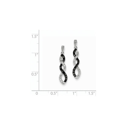14K White Gold Black & White Real Diamond Twisted Post Earrings
