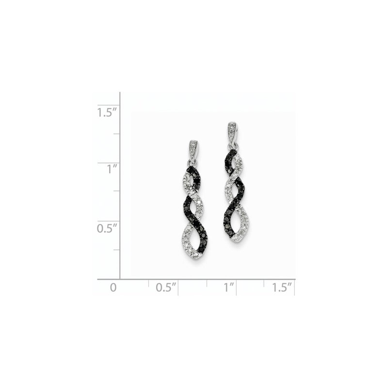 14K White Gold Black & White Real Diamond Twisted Post Earrings