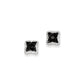 14k White Gold Black and White Real Diamond Square Post Earrings