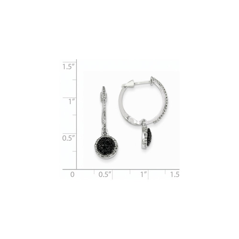 14k White Gold White and Black Real Diamond Hinged Hoop Earrings