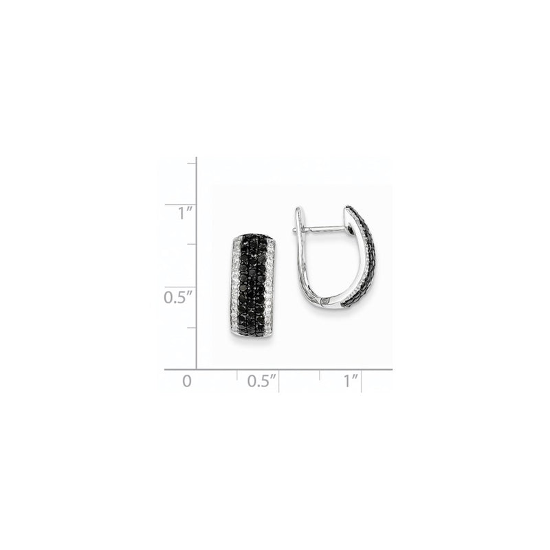 14k White Gold Black & White Real Diamond Hinged Hoop Earrings