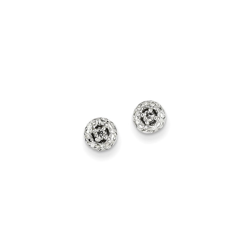 14k White Gold 0.12ct Real Diamond Round Post Earrings