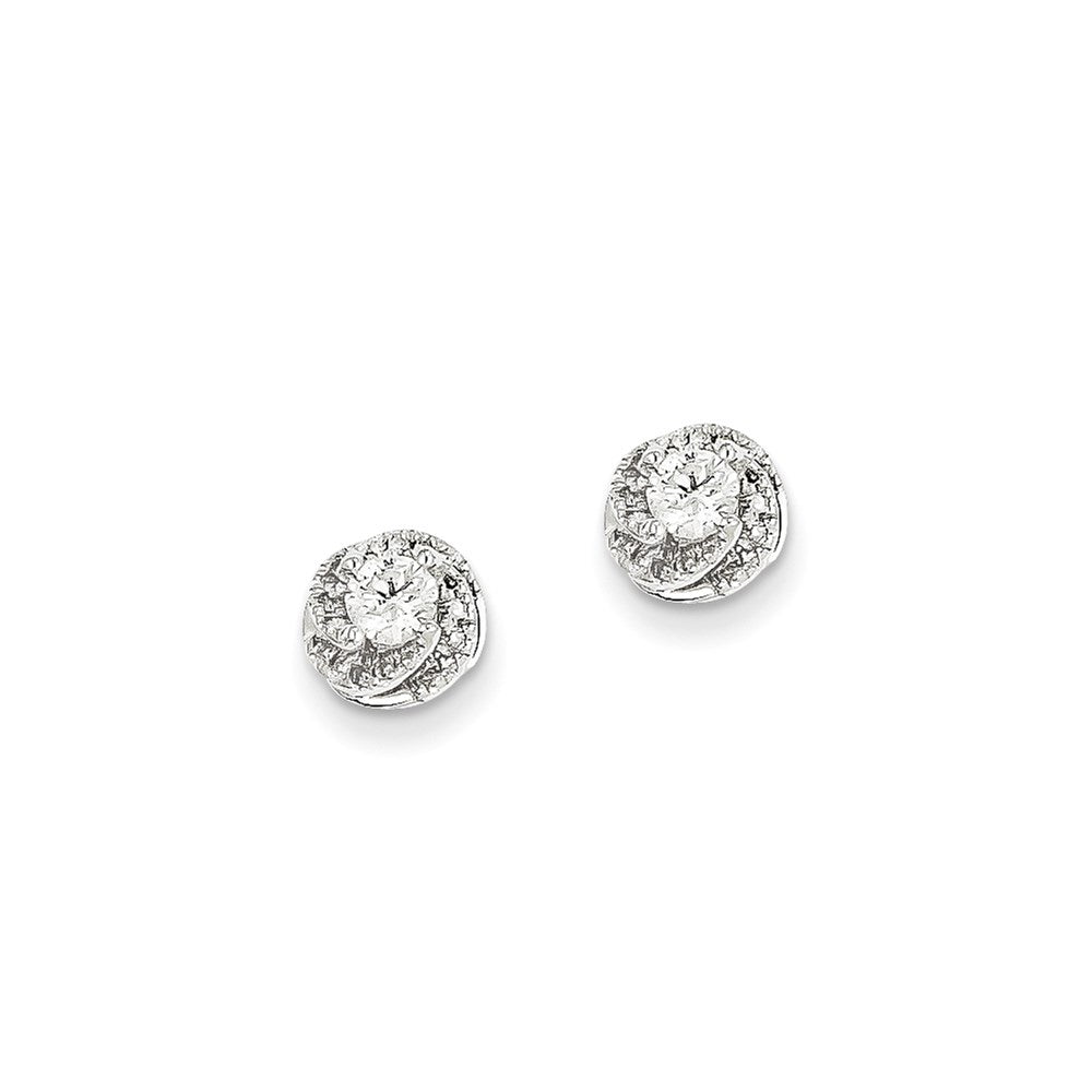 14k White Gold Real Diamond Post Earrings