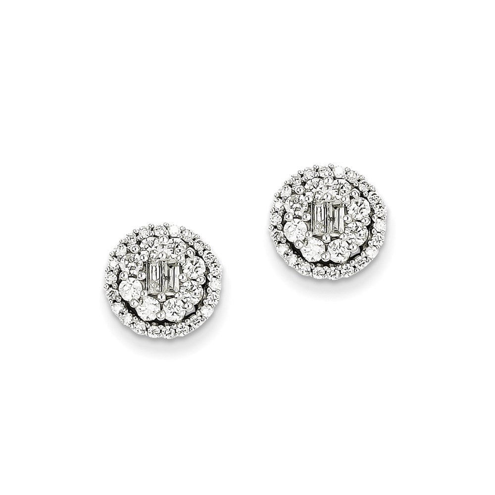 14k White Gold Real Diamond Post Earrings