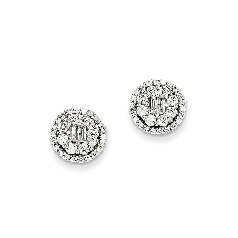 14k White Gold Real Diamond Post Earrings