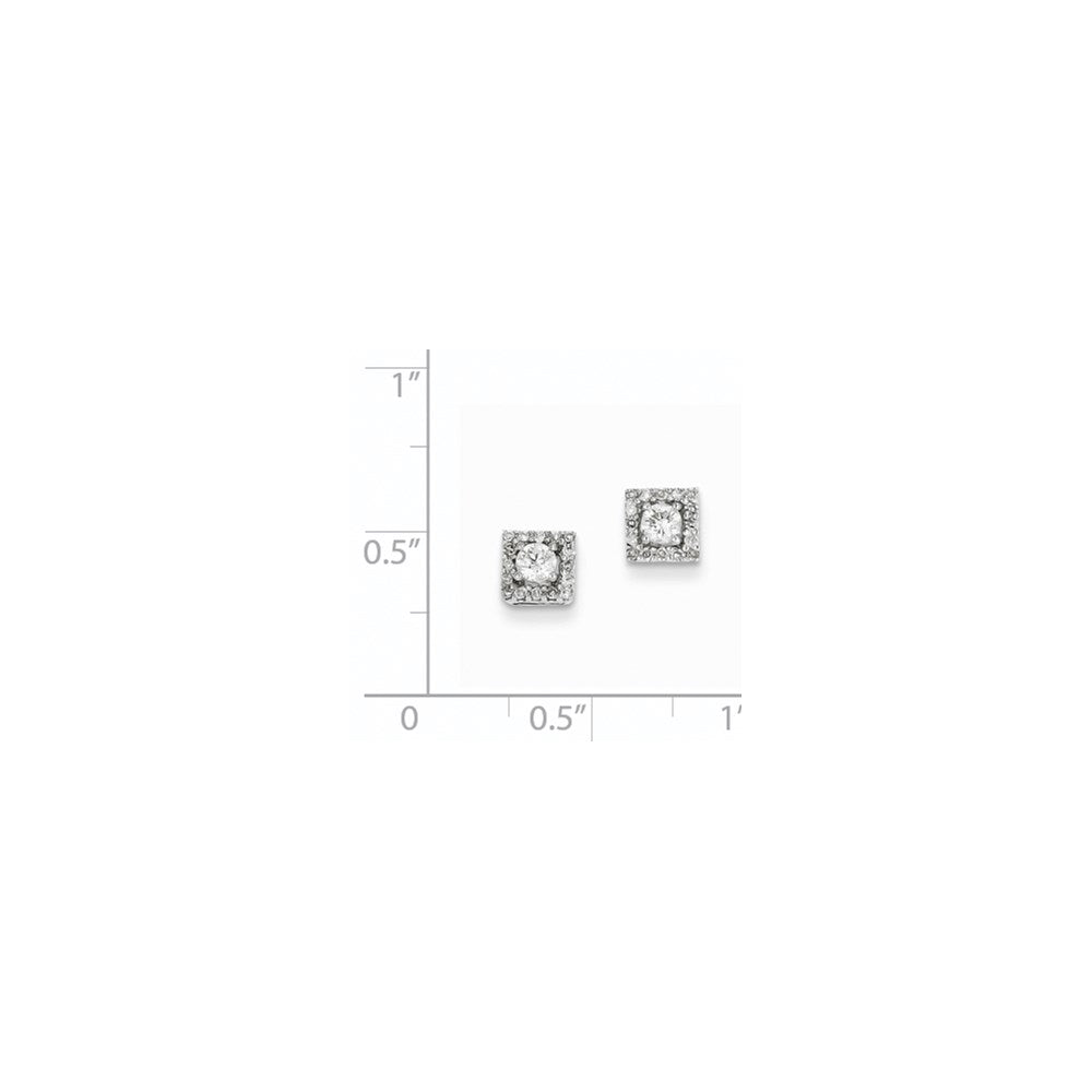 14k White Gold 0.13ct Real Diamond Square Post Earrings