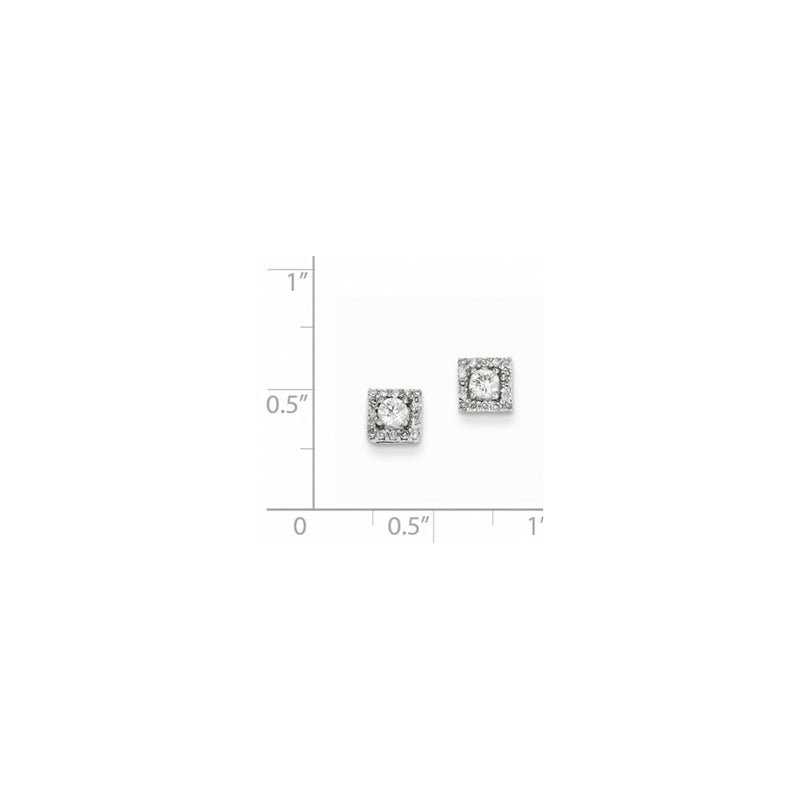14k White Gold 0.13ct Real Diamond Square Post Earrings