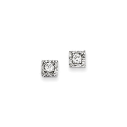 14k White Gold 0.13ct Real Diamond Square Post Earrings