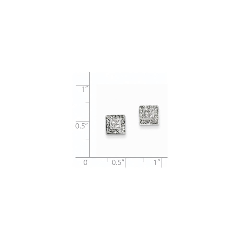 14K White Gold Real Diamond Post Earrings