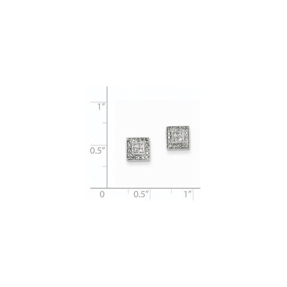 14K White Gold Real Diamond Post Earrings