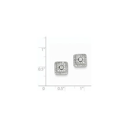 14k White Gold 0.51ct Real Diamond Square Post Earrings