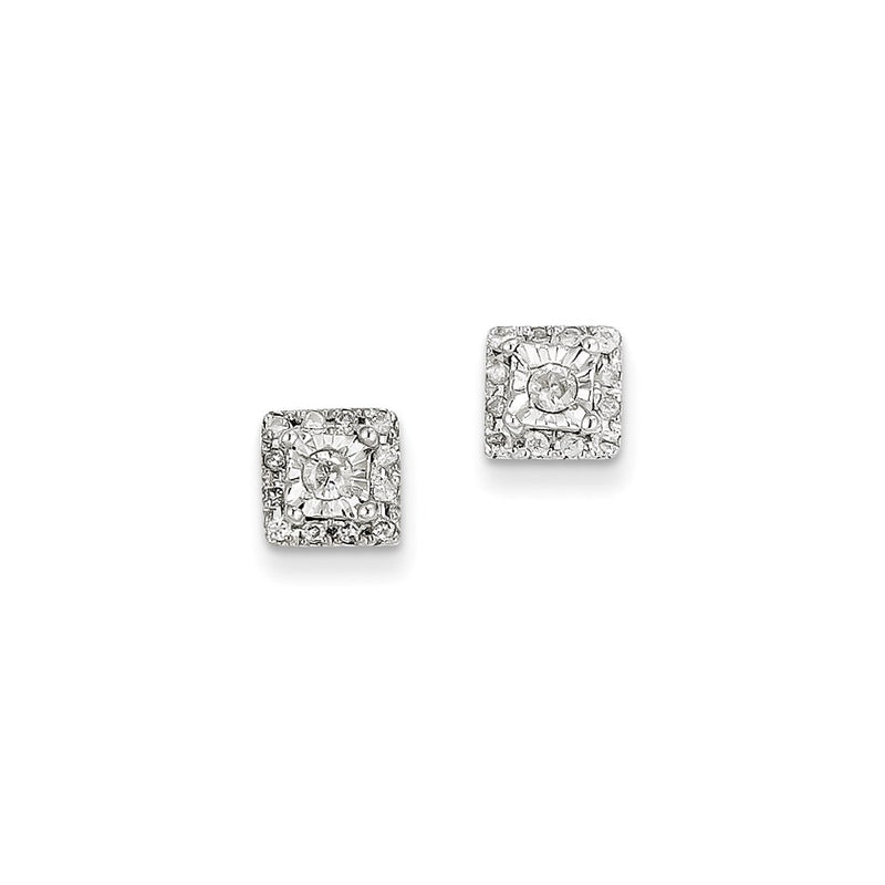 14k White Gold 0.32ct Real Diamond Square Post Earrings