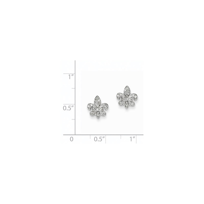 14k White Gold Real Diamond Fleur de Lis Post Earrings
