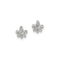 14k White Gold Real Diamond Fleur de Lis Post Earrings