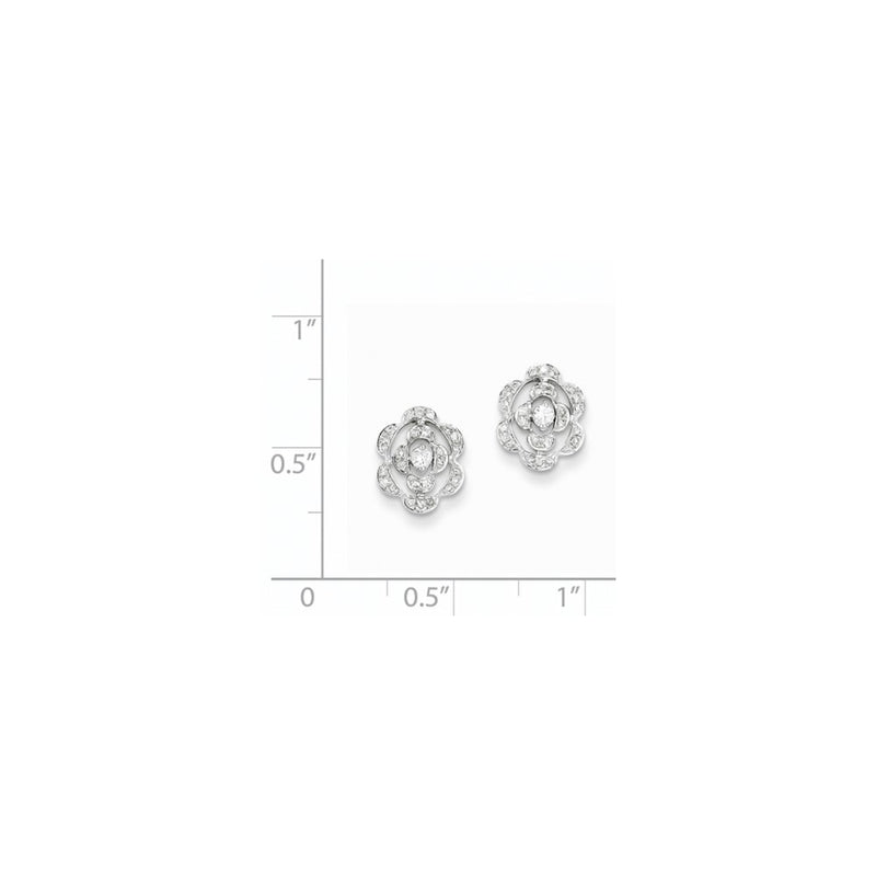14k White Gold Real Diamond Flower Post Earrings