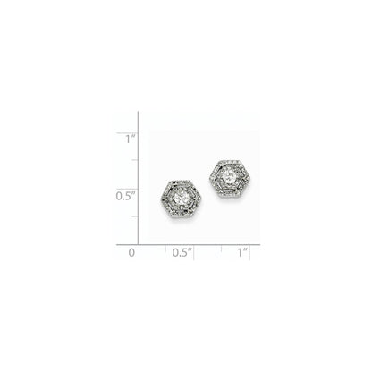 14k White Gold Real Diamond Post Earrings