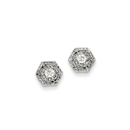 14k White Gold Real Diamond Post Earrings