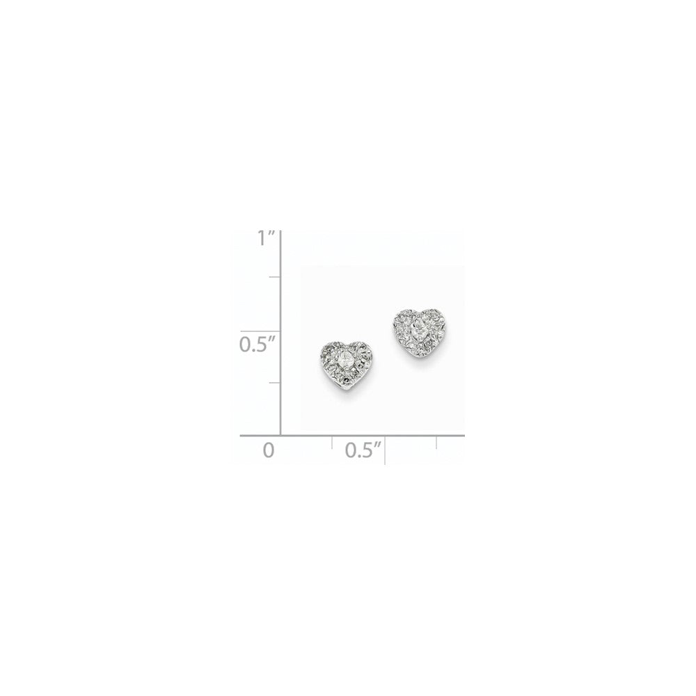 14k White Gold 0.16ct Real Diamond Heart Post Earrings