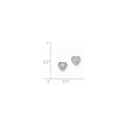 14k White Gold 0.16ct Real Diamond Heart Post Earrings