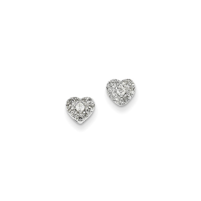 14k White Gold 0.16ct Real Diamond Heart Post Earrings