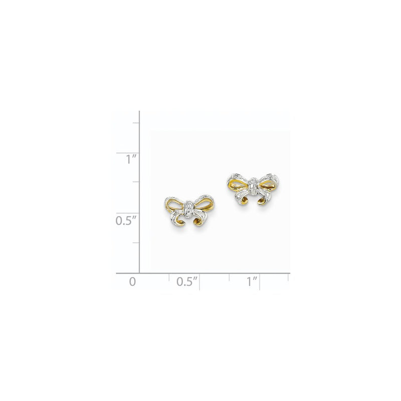 14k Yellow Gold Real Diamond Bow Post Earrings