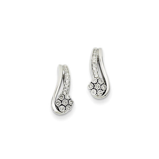 14k White Gold Real Diamond Post Earrings