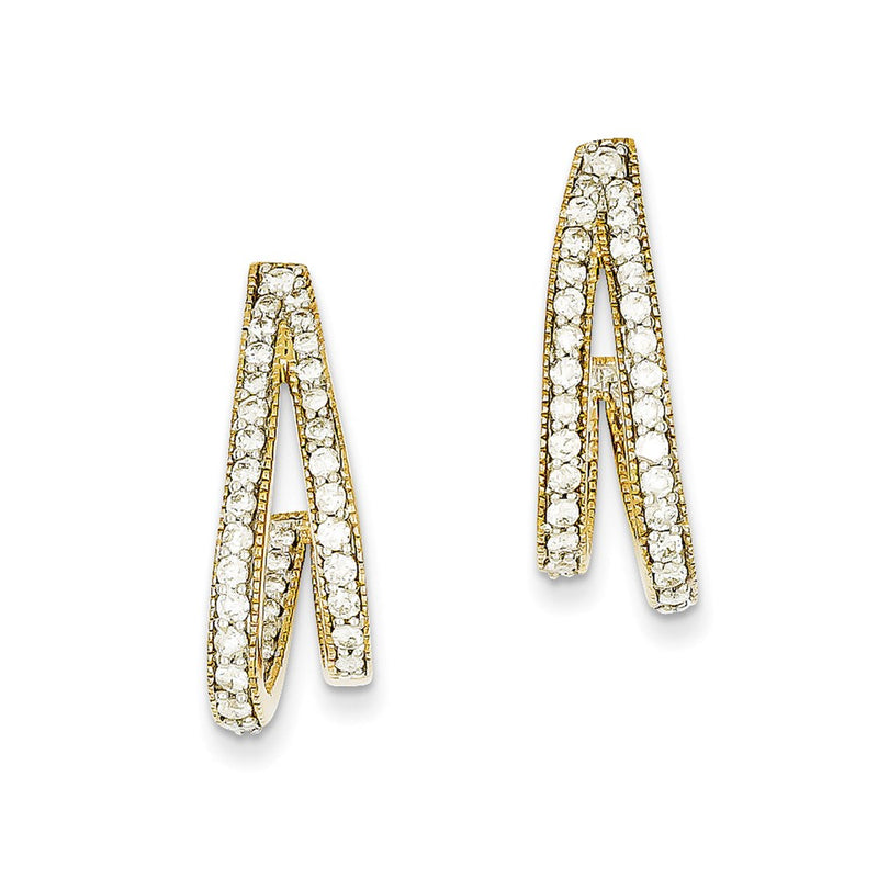 14k Yellow Gold TT Dia Earrings