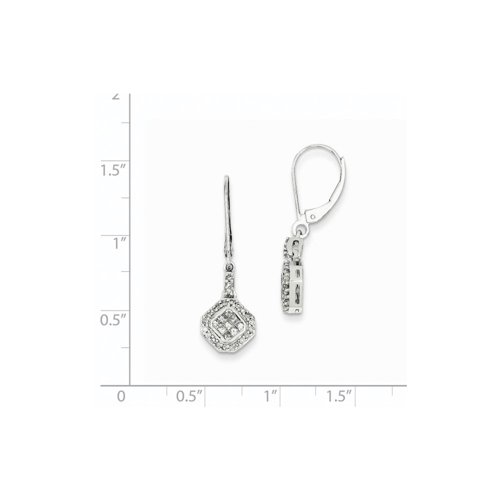 14K White Gold Real Diamond Leverback Earrings