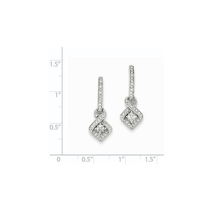 14K White Gold Fancy Dangle Real Diamond Post Earrings