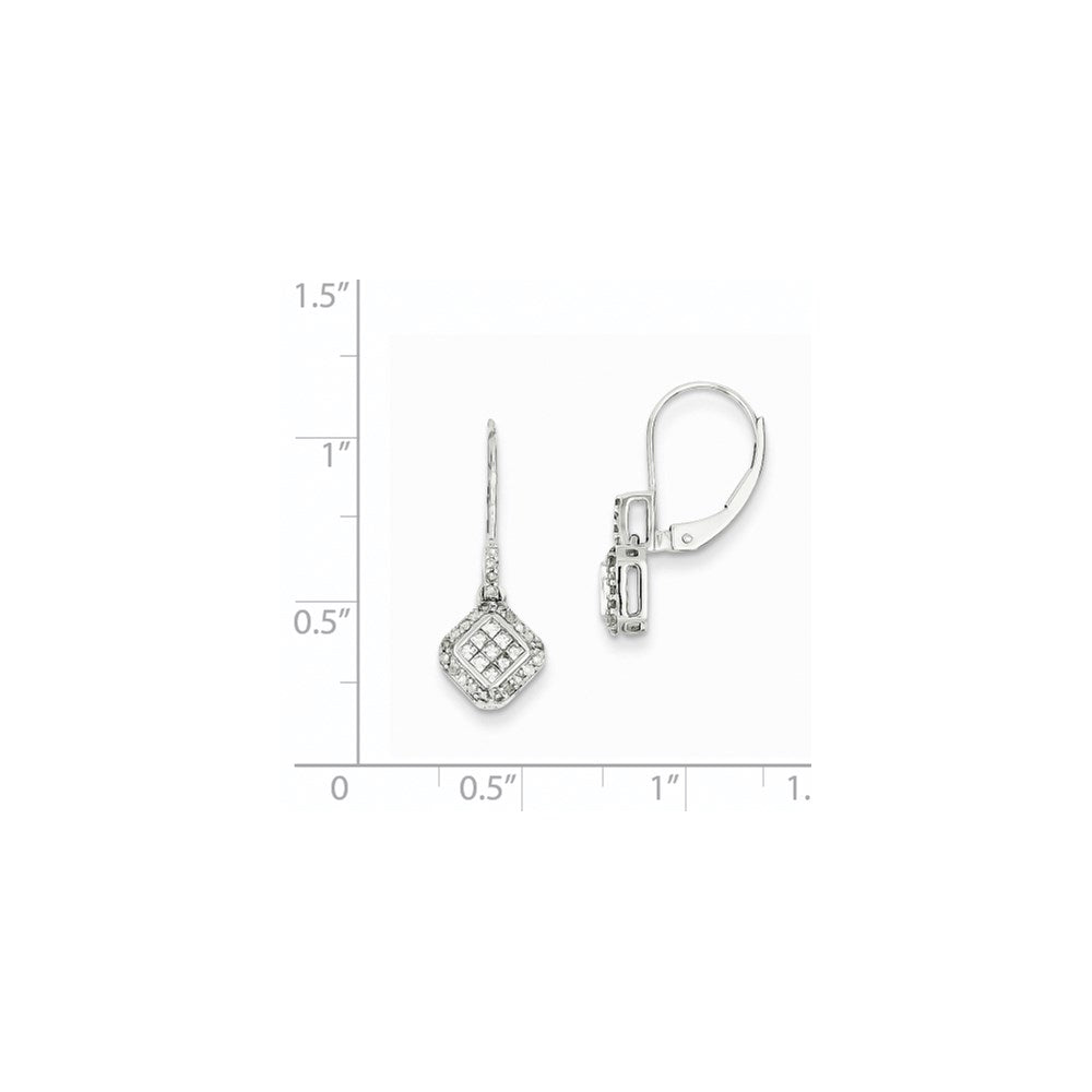 14k White Gold Small Real Diamond Leverback Earrings