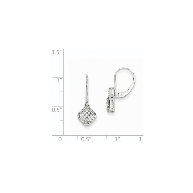 14k White Gold Small Real Diamond Leverback Earrings