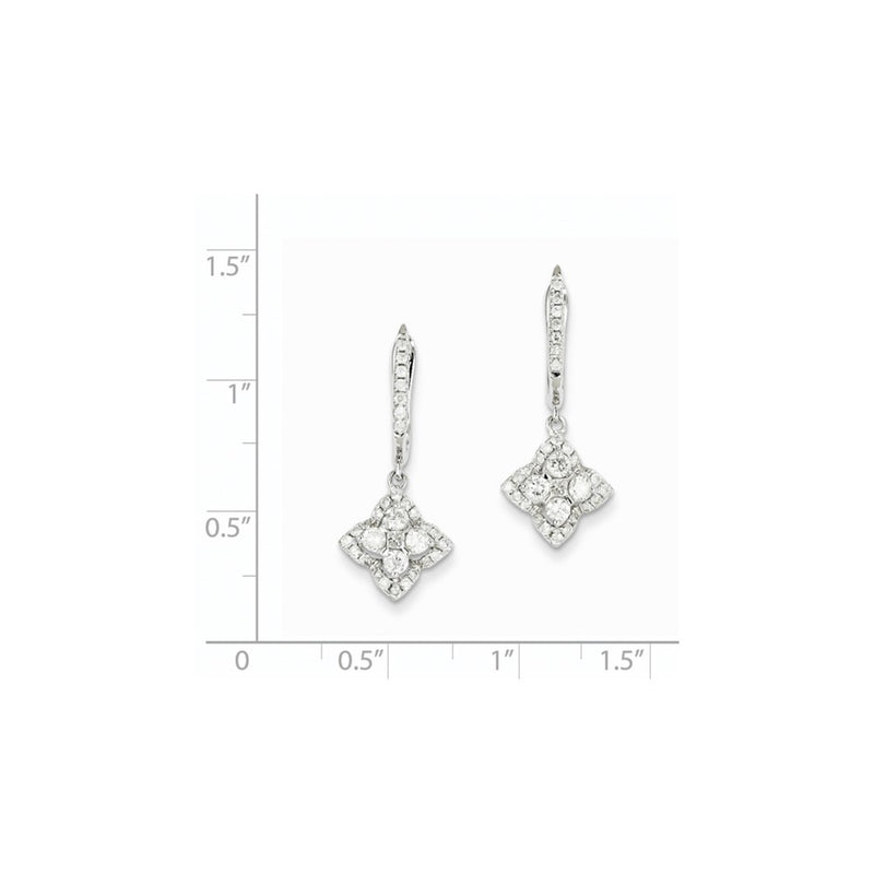 14k White Gold Real Diamond Hinged Hoop Dangle Earrings