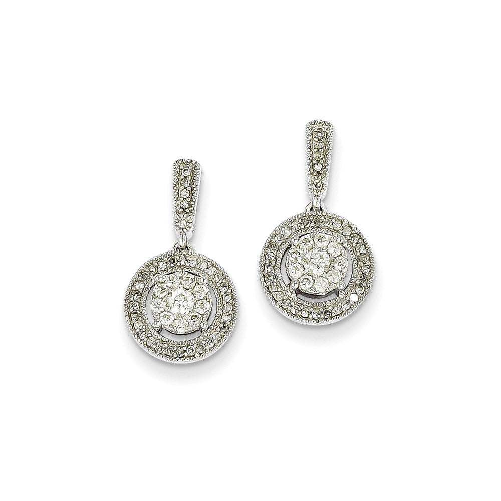 14K White Gold Round Real Diamond Post Earrings