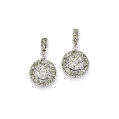 14K White Gold Round Real Diamond Post Earrings