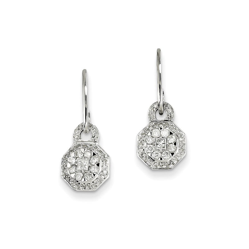 14K White Gold Real Diamond Post Earrings