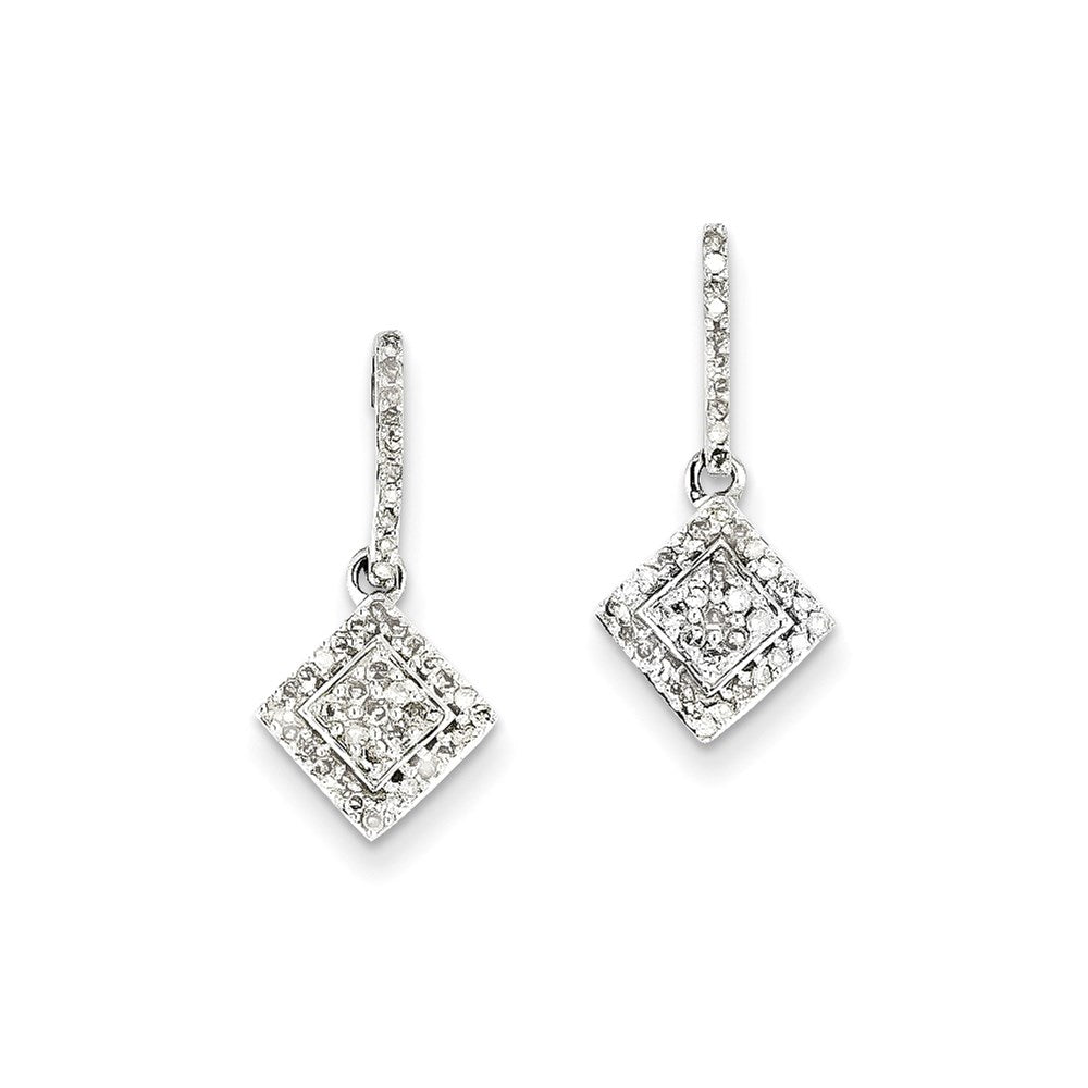 14K White Gold Real Diamond Cluster Post Earrings