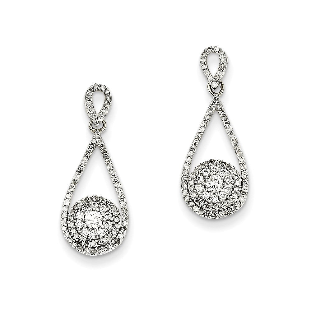 14k Yellow Gold White Gold 3/4Ct Real Diamond Post Dangle Earrings