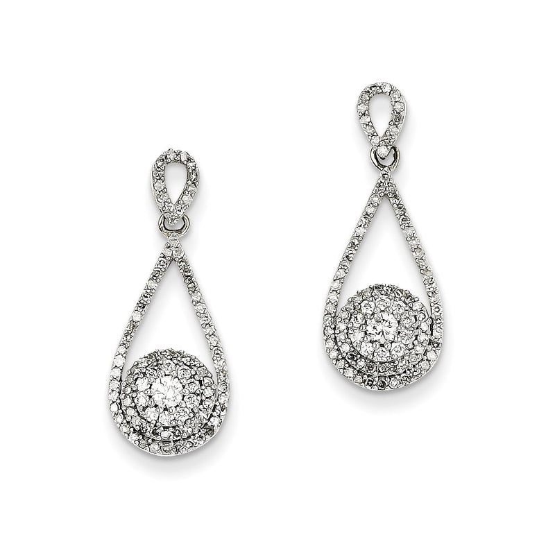 14k Yellow Gold White Gold 3/4Ct Real Diamond Post Dangle Earrings