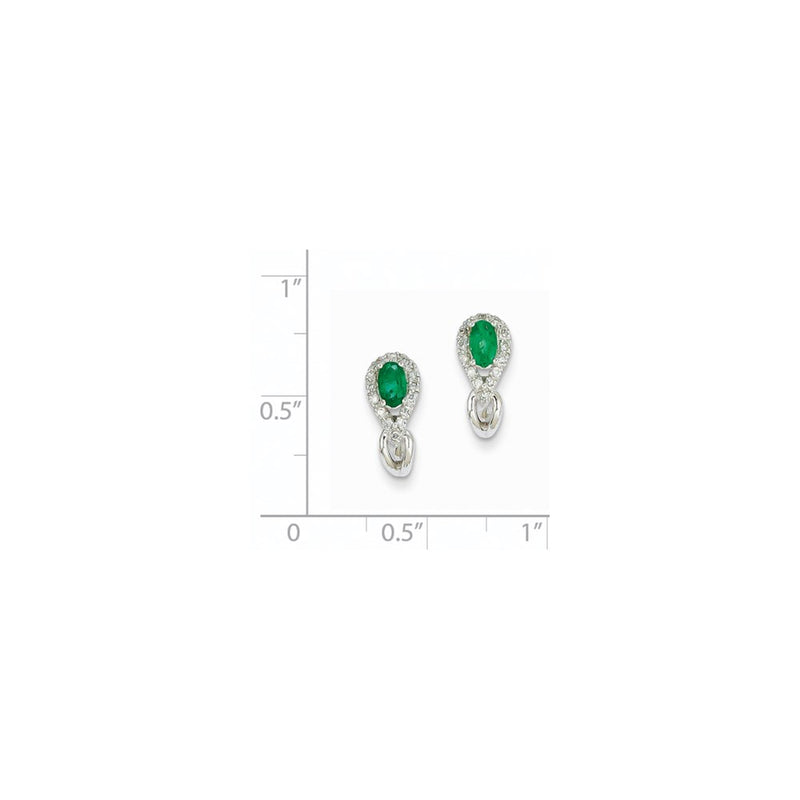 14k White Gold 1/8Ct Real Diamond & Emerald Earrings