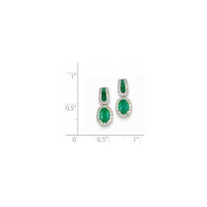 14k Yellow Gold 1/3Ct Real Diamond & Emerald Earrings