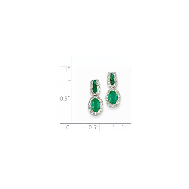 14k Yellow Gold 1/3Ct Real Diamond & Emerald Earrings