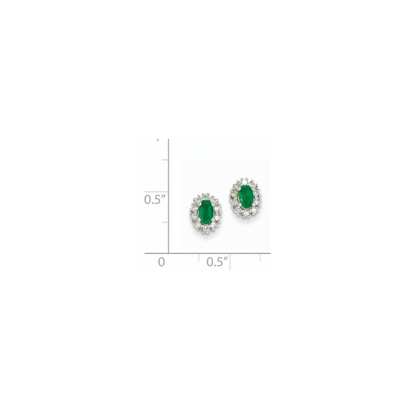 14k White Gold 1/5Ct Real Diamond & Emerald Earrings