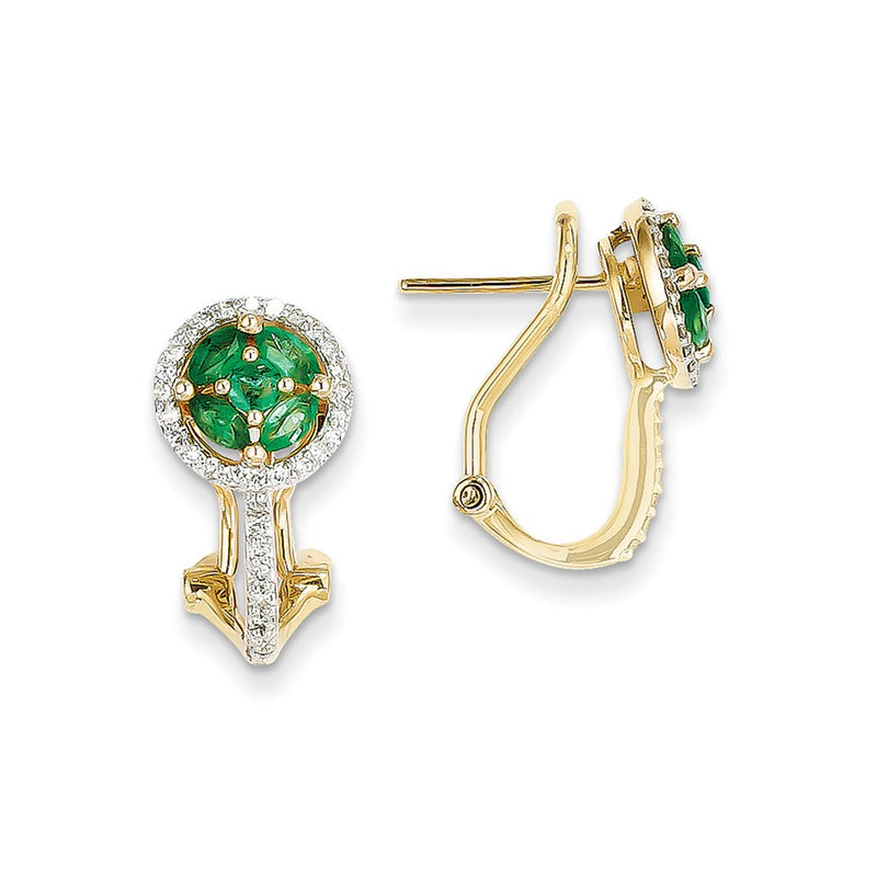 14k Yellow Gold 1/3ct Real Diamond & Emerald Earrings
